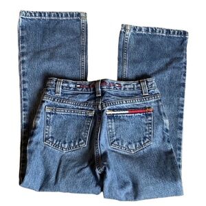 Tommy Hilfiger Girl embroidered waist hipster flare vintage denim jeans Size 7